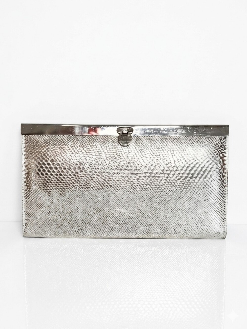 ALDO Metallic Gold Snakeskin Frame Wallet Clutch Bag Textured Faux Leather